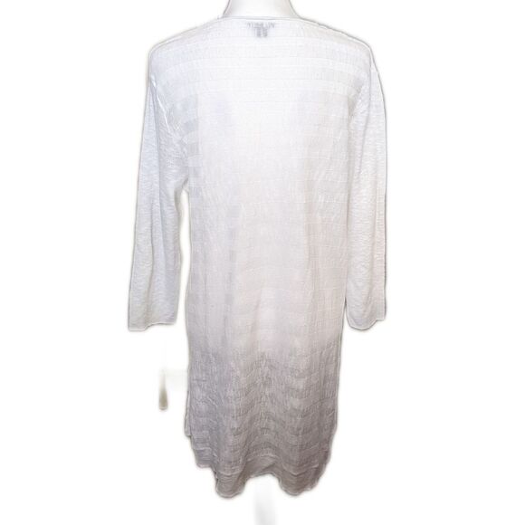 J. Jill white thin knit v-neck sweater, linen & cotton blend, ribbed M - Picture 2 of 9